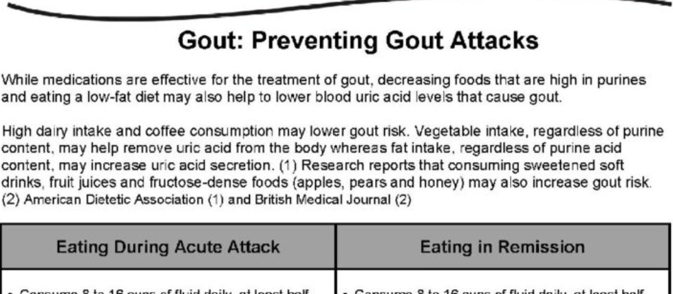 gout-prevention-diet-screenshot A screenshot of information about diets with gout